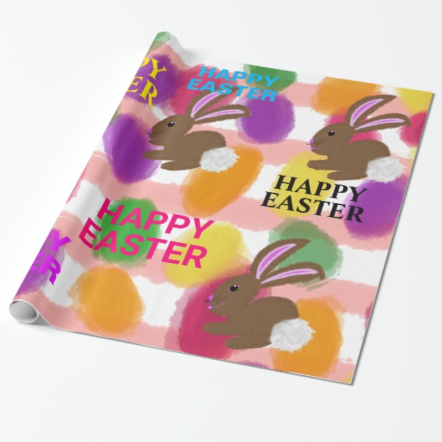 Påskharen Färgade Ägg Presentpapper (Utrullad)