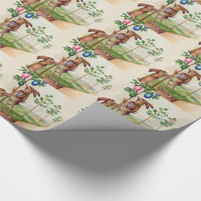 Påskharen Färgat Ägg Träd Presentpapper (Hörn)