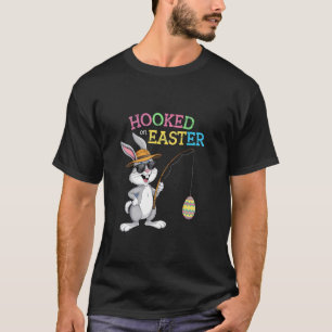 Påskharen fiskar fångar ägg Kul Högtid Påsk T Shirt