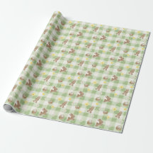 Påskharen Grön Rutig Presentpapper
