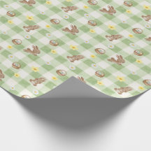 Påskharen Grön Rutig Presentpapper