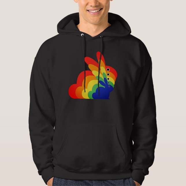 Påskharen i regnbåge - Påsk Hoodie (Framsida)