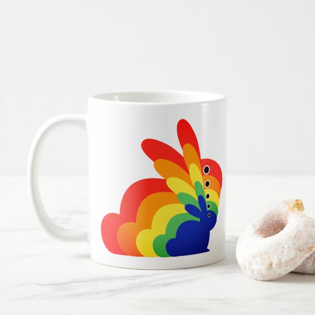 Påskharen i regnbågens färger - Påsk Kaffemugg (Med munk)