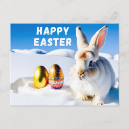 Påskharen i snö vykort