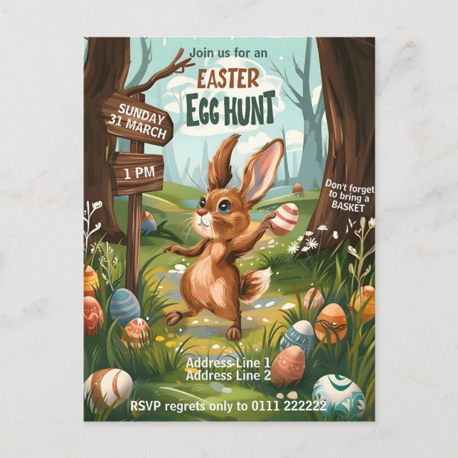 Påskharen - Inbjudan till påskäggsjakt (Framsida)