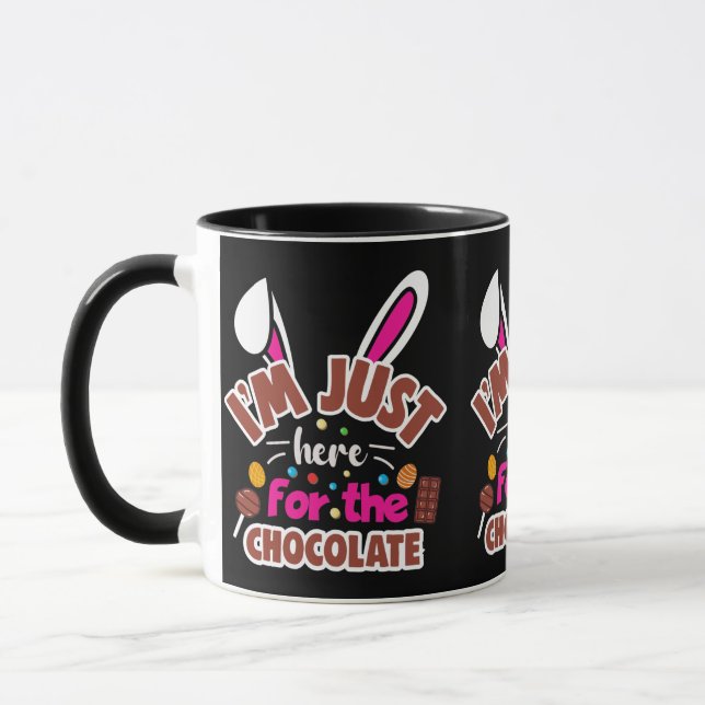 Påskharen jag är bara här för chokladen mugg (Vänster)