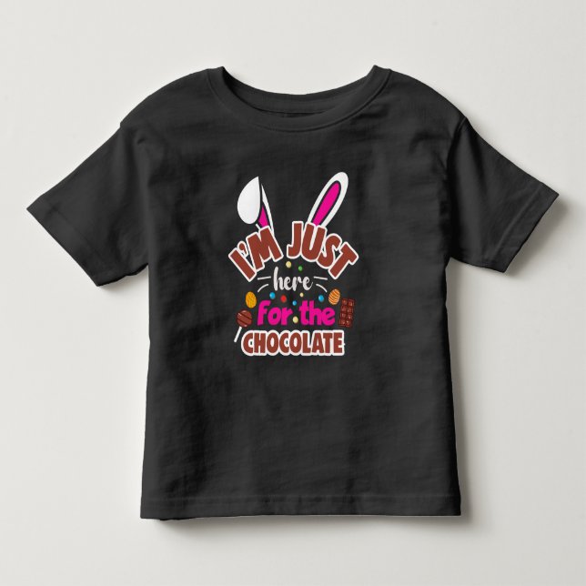 Påskharen jag är bara här för chokladen t shirt (Framsida)