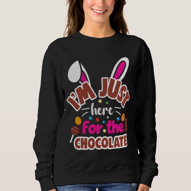 Påskharen jag är bara här för chokladen t shirt (Framsida)