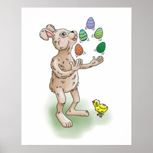 Påskharen jonglerar med påskäggen poster