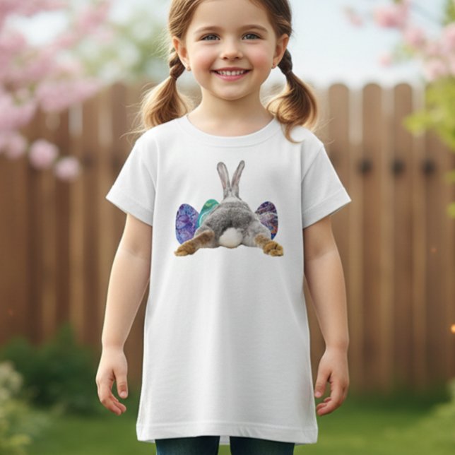 Påskharen Kanin Bumsvans Söta Ägg Flickans T Shirt (Skapare uppladdad)