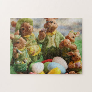 Påskharen Kaninfamilj och ägg Pussel