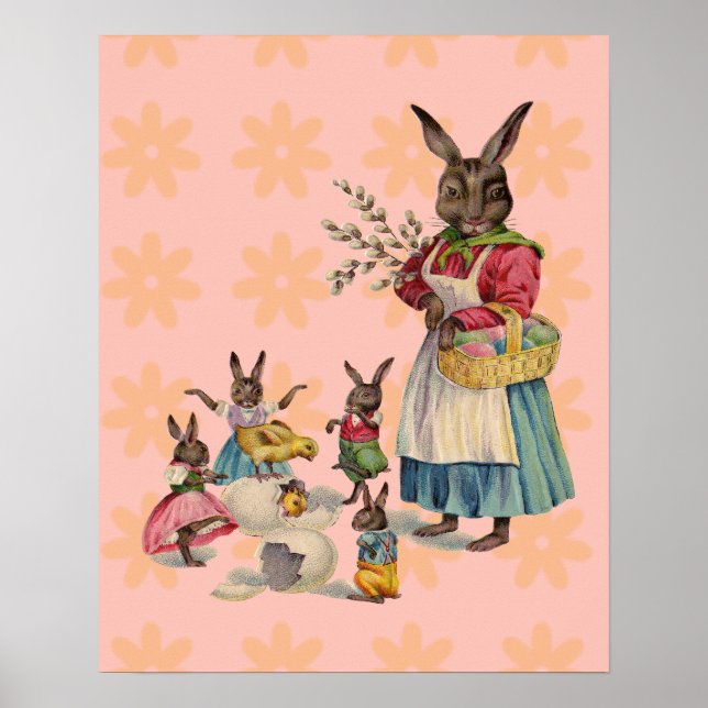 Påskharen Kyckling Kanin Ägg Poster (Framsidan)