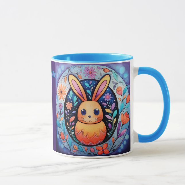 Påskharen Lägg till Namn Söt Present Kaffe Mugg (Höger)