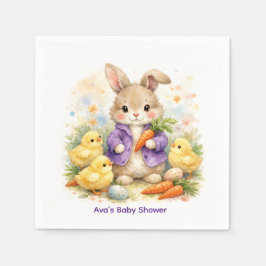 Påskharen Lila Jacka Bebis Shower Pappersservett