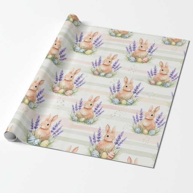 Påskharen med ägg Vår Pastell Mönster (10) Presentpapper (Utrullad)