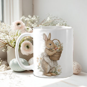 Påskharen med blommor och påskägg kaffemugg