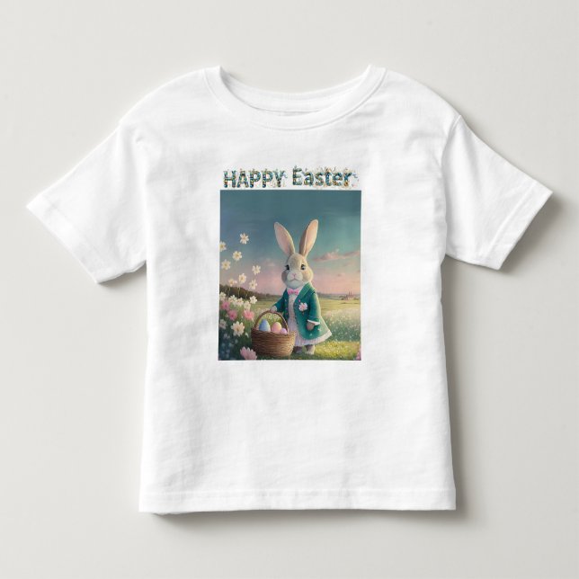 Påskharen med påskägg Glad påsk T Shirt (Framsida)