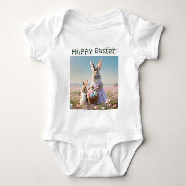 Påskharen med påskägg Glad påsk T Shirt (Framsida)