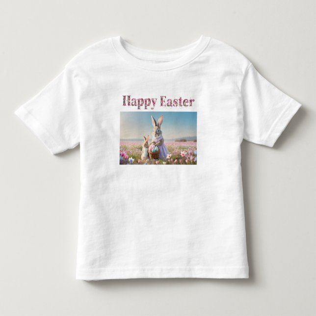 Påskharen med påskägg Glad påsk T Shirt (Framsida)