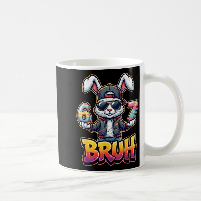 Påskharen Meme Bruh – Roliga 6 7 Påskägg Des Kaffemugg (Höger)