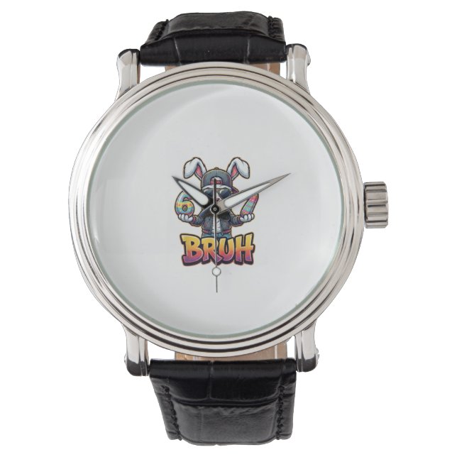 Påskharen Meme Bruh  Roligt 6 7 Påskägg Desi Armbandsur (Framsida)