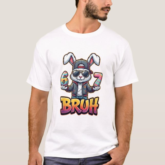 Påskharen Meme Bruh  Roligt 6 7 Påskägg Desi T Shirt (Framsida)