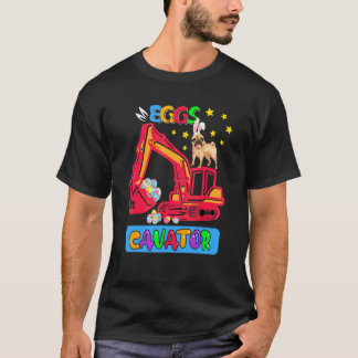 Påskharen Mops Grävmaskin Hund Jakt T Shirt