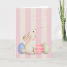 Påskharen och ägg Rosa ränder 5x7 Påskkort
