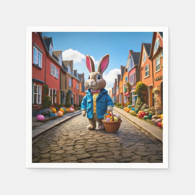 Påskharen Påskäggs korg Pappersservett (Framsidan)