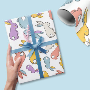 Påskharen Pastell Färgad Handritat Presentpapper