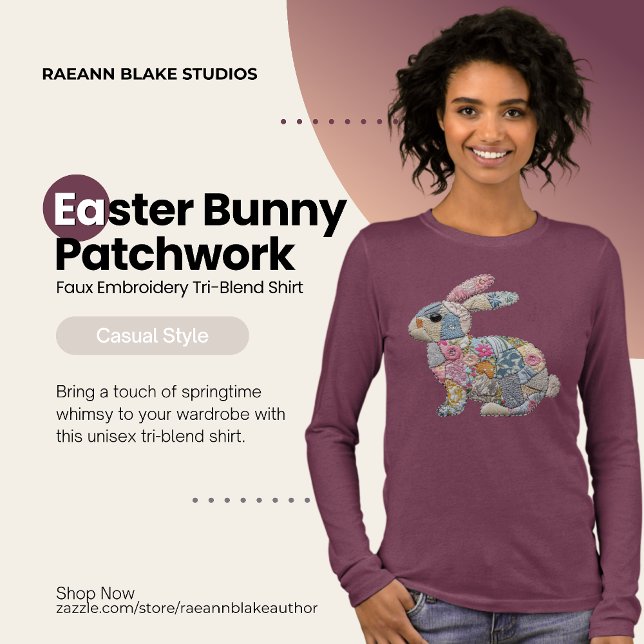 Påskharen Patchwork Falsk Brodyr T Shirt (Skapare uppladdad)