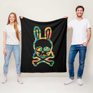 Påskharen Retro Tie Dye Kanin Dödskalle Kors Ben Fleecefilt