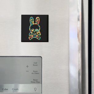 Påskharen Retro Tie Dye Kanin Dödskalle Kors Ben Magnet