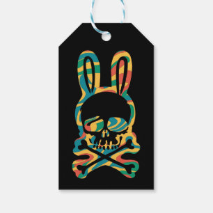 Påskharen Retro Tie Dye Kanin Dödskalle Korsben Presentetikett