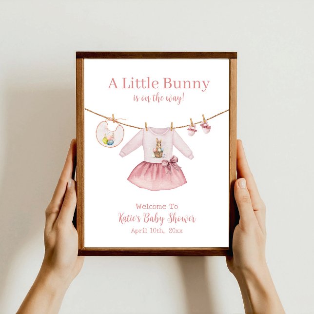 Påskharen Rosa Klänning Flicka Bebis Shower Välkom Poster (Skapare uppladdad)