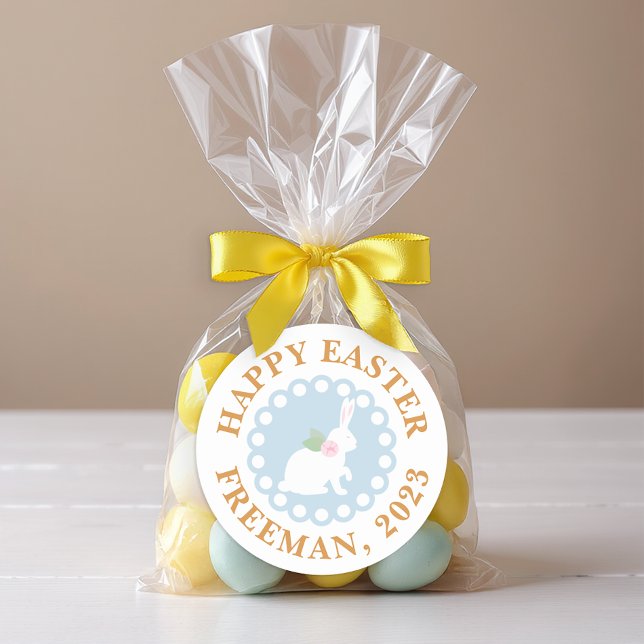 Påskharen Rund Klistermärke – Personlig (Favor Sticker)