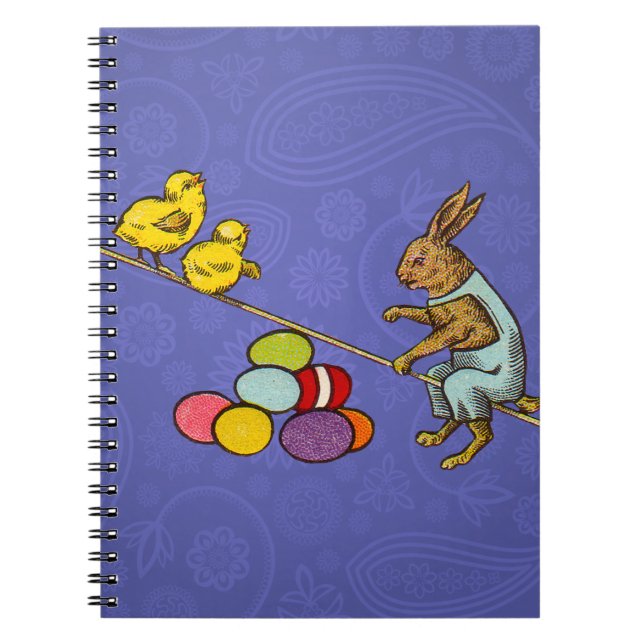 Påskharen ruvar ägg illustration anteckningsbok med spiral (Framsidan)