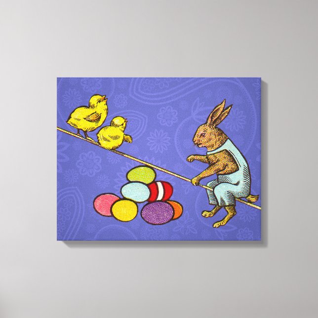 Påskharen ruvar ägg illustration canvastryck (Framsida)