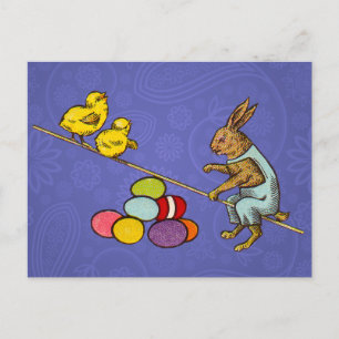 Påskharen ruvar ägg illustration helg vykort