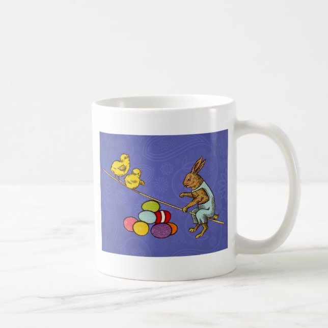 Påskharen ruvar ägg illustration kaffemugg (Höger)