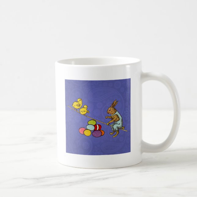 Påskharen ruvar ägg illustration kaffemugg (Höger)
