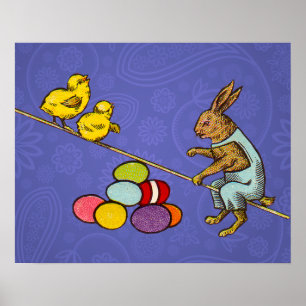 Påskharen ruvar ägg illustration poster