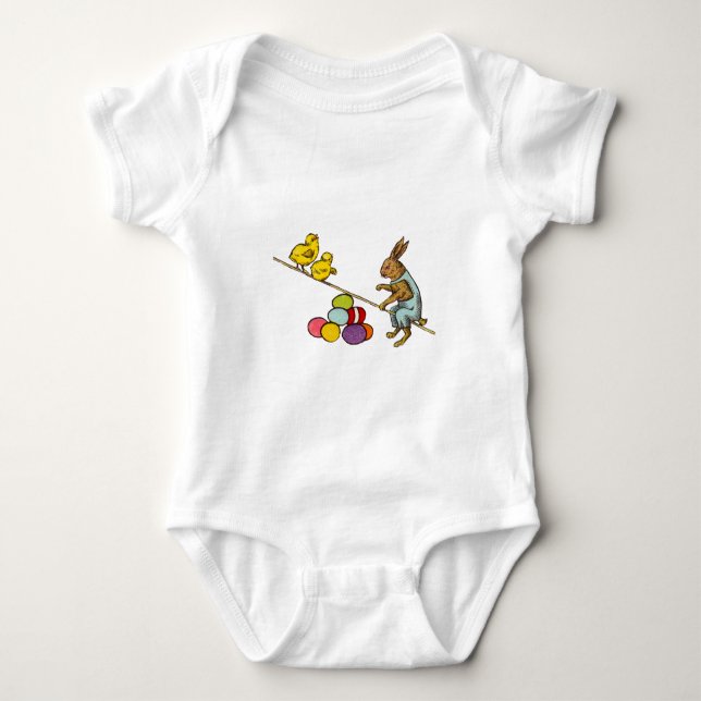 Påskharen ruvar ägg illustration tee shirt (Framsida)