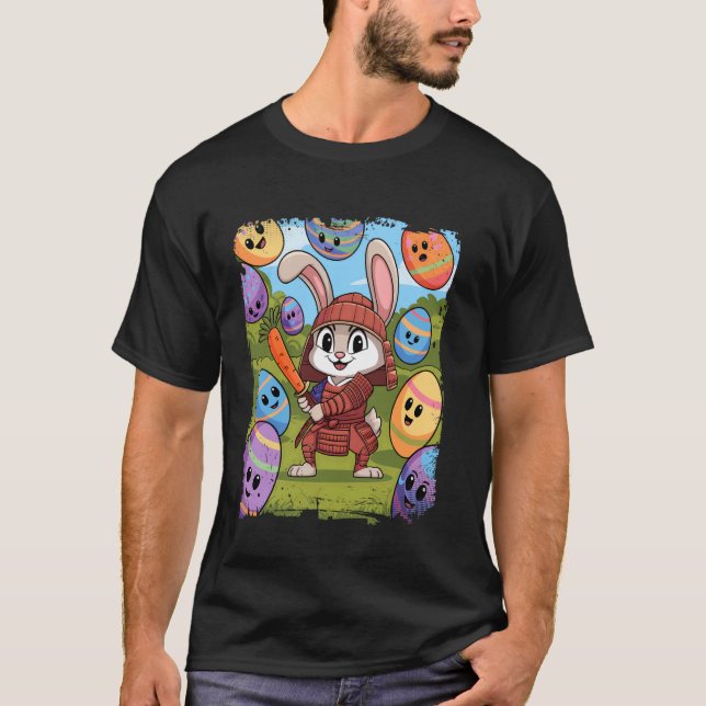 Påskharen Samurajkrigare med Morotssvärd T Shirt (Framsida)