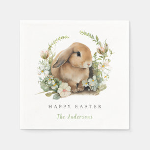 Påskharen servetter med blommotiv