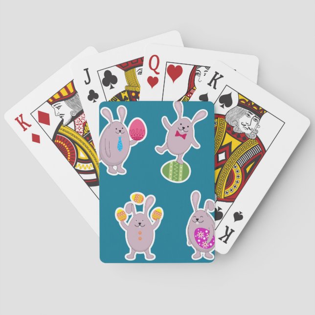 Påskharen Set med Färgglada Ägg Casinokort (Baksidan)