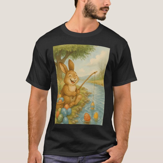 Paskharen skrattar medan han fiskar efter färgglad t shirt (Framsida)