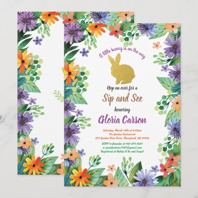 Påskharen smutt och se-inbjudan inbjudningar (Fram/baksida)