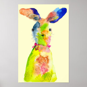 Påskharen söt akvarell poster
