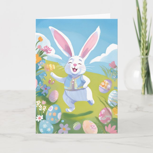 Påskharen | Söt påsk Pastell Vildblomma Helgkort (Framsida)